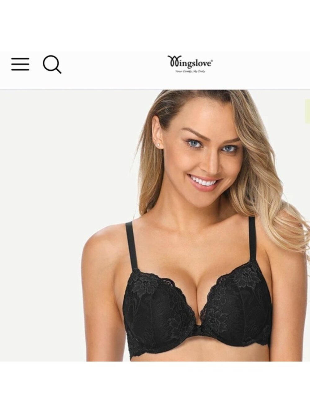 Floral Plunge Underwire Push Up Bra With Padded, Black 38 DDD